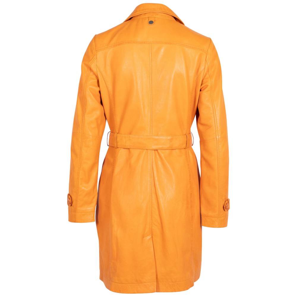 Geaca Lunga de Piele Dama Mauritius Portocalie MWLeonne - readytowear