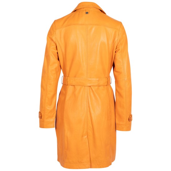 Geaca Lunga de Piele Dama Mauritius Portocalie MWLeonne