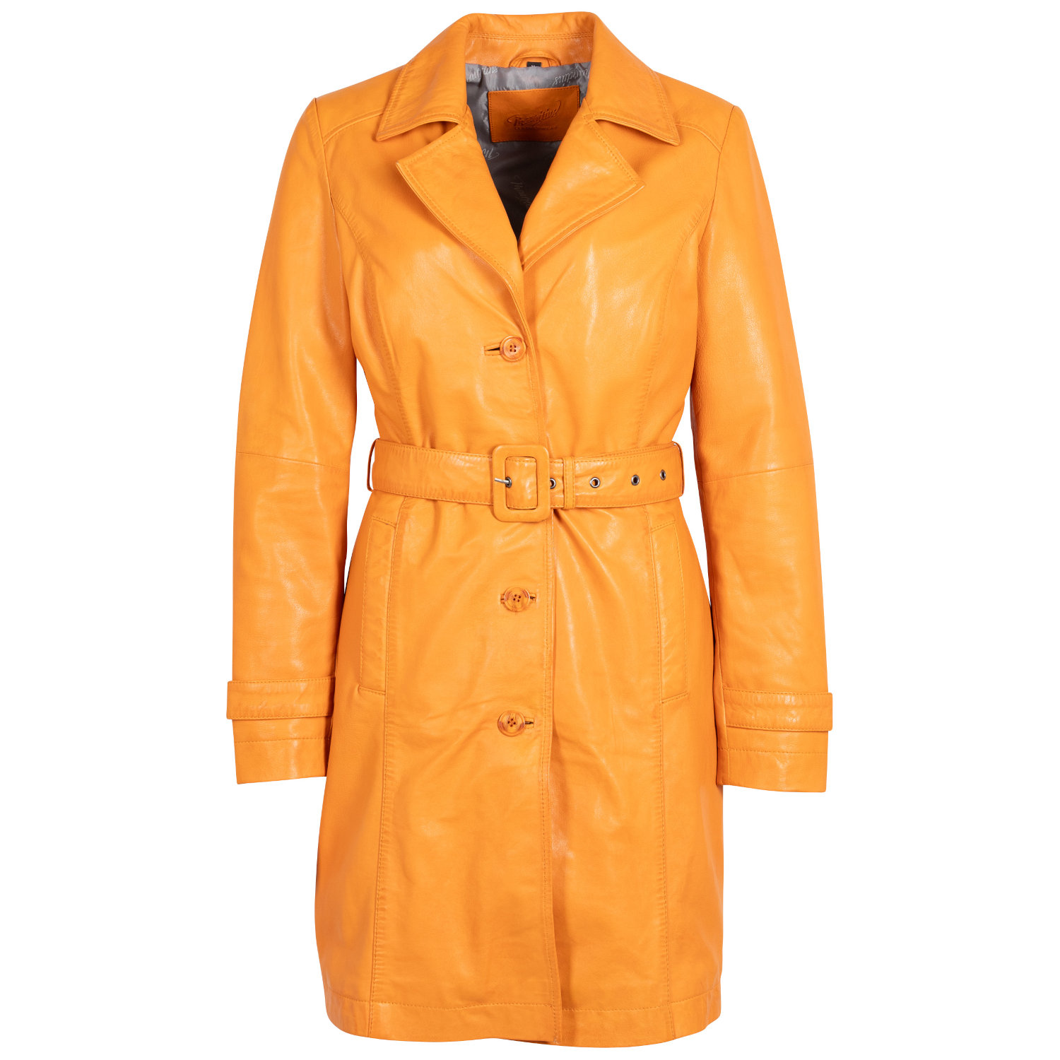 Geaca Lunga de Piele Dama Mauritius Portocalie MWLeonne – Geci de Piele