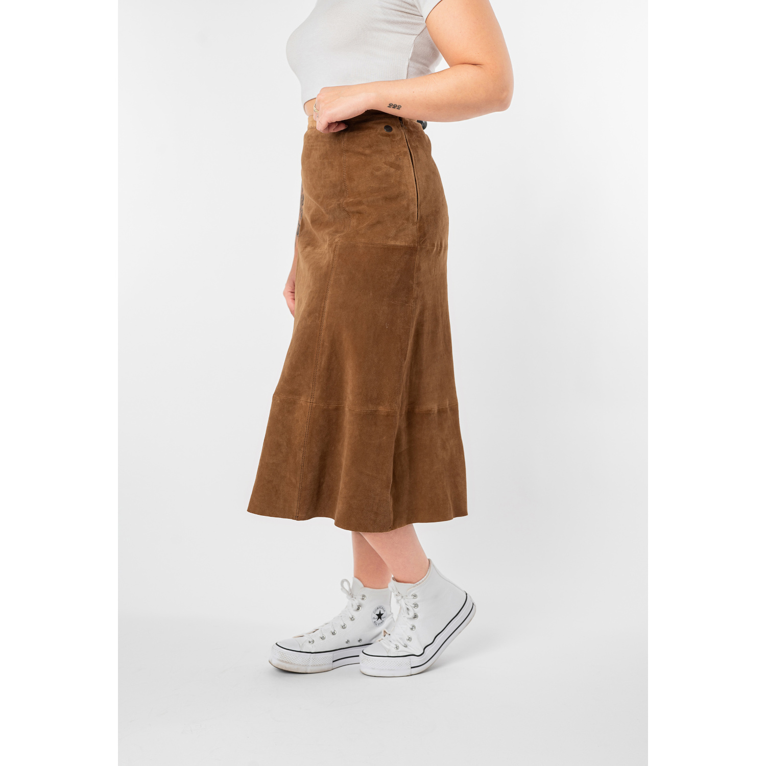 Fustă lungă de piele damă Mauritius MWLielle camel închis elegantă