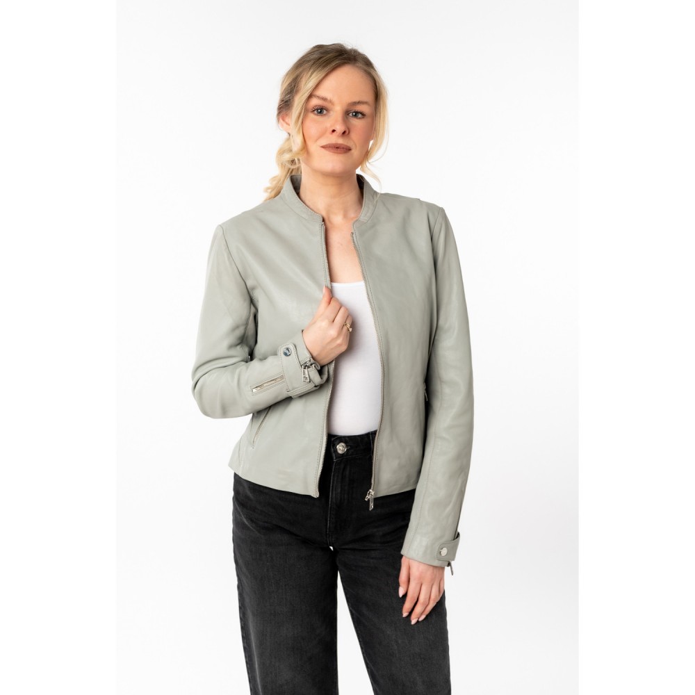 Geaca de Piele Dama Mauritius Gri Argintiu MWLiliana - readytowear