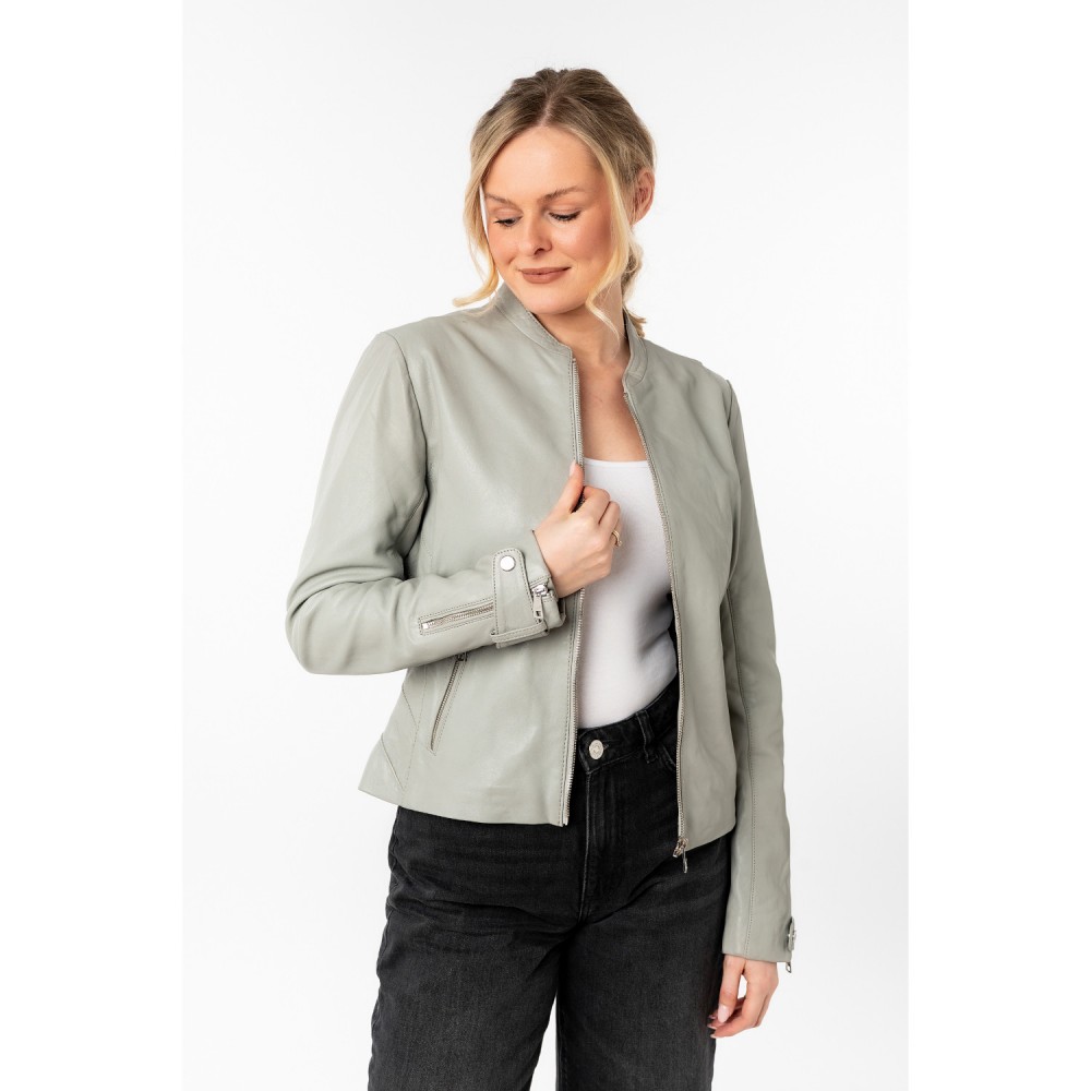 Geaca de Piele Dama Mauritius Gri Argintiu MWLiliana - readytowear