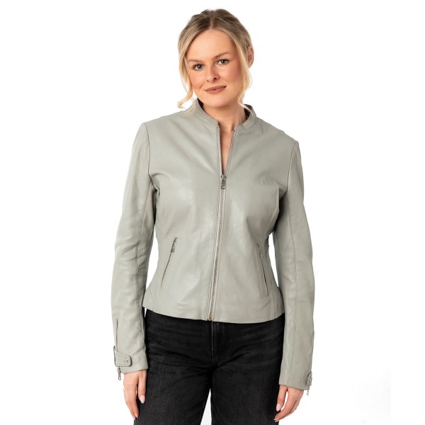 Geaca de Piele Dama Mauritius Gri Argintiu MWLiliana