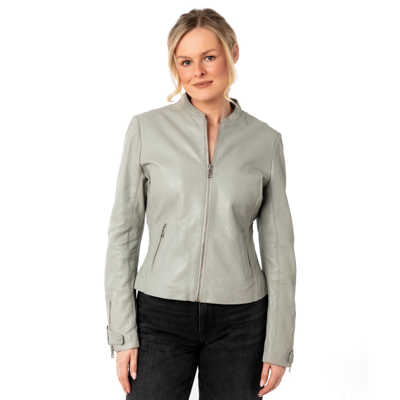 Geaca de Piele Dama Mauritius Gri Argintiu MWLiliana – Geci de Piele