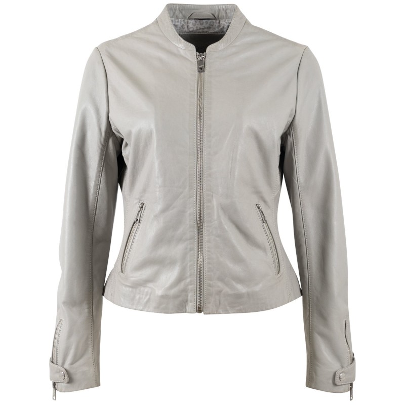 Geaca de Piele Dama Mauritius Gri Argintiu MWLiliana – Geci de Piele