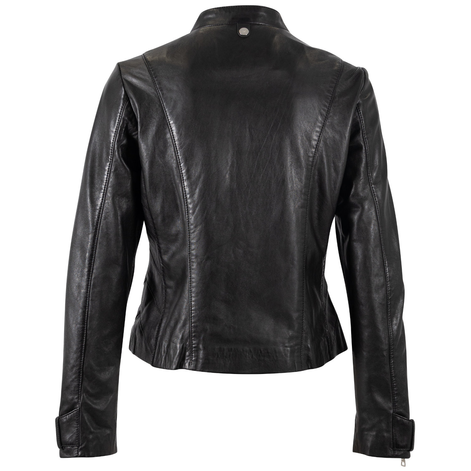 geaca piele dama mauritius neagra mwliliana guler stand up