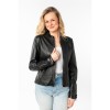 Geacă de Piele Damă Mauritius MWLILIANA Neagră – Model Biker geaca piele dama mauritius neagra mwliliana guler stand up