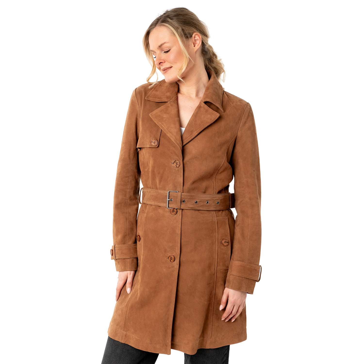 Geaca Lunga de Piele Dama Mauritius Coniac MWLilithy – Geci de Piele