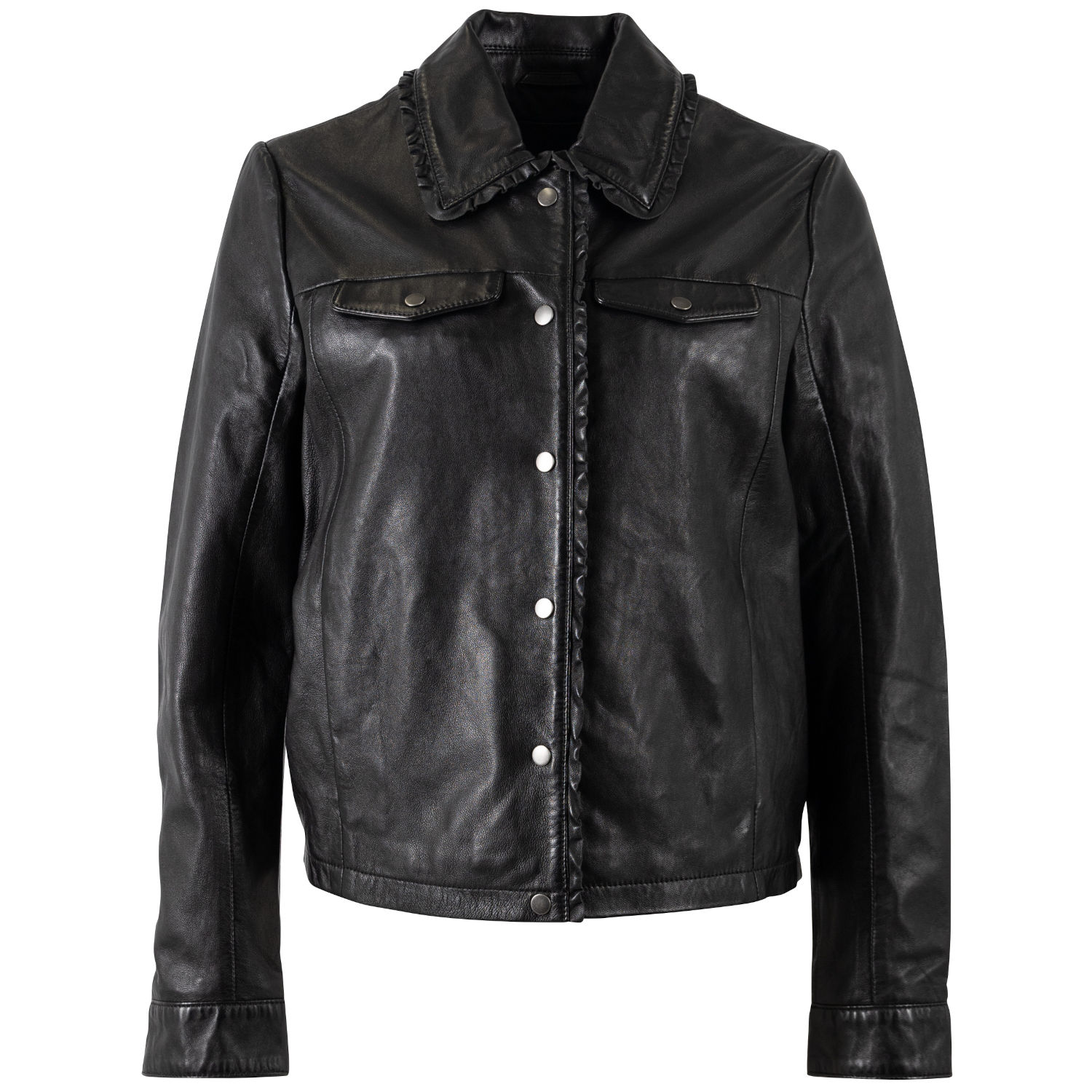 Geacă scurtă de piele damă Mauritius MWLimma neagră regular fit