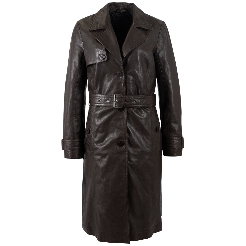 Geaca Lunga de Piele Dama Mauritius Maro Inchis MWLiya - readytowear