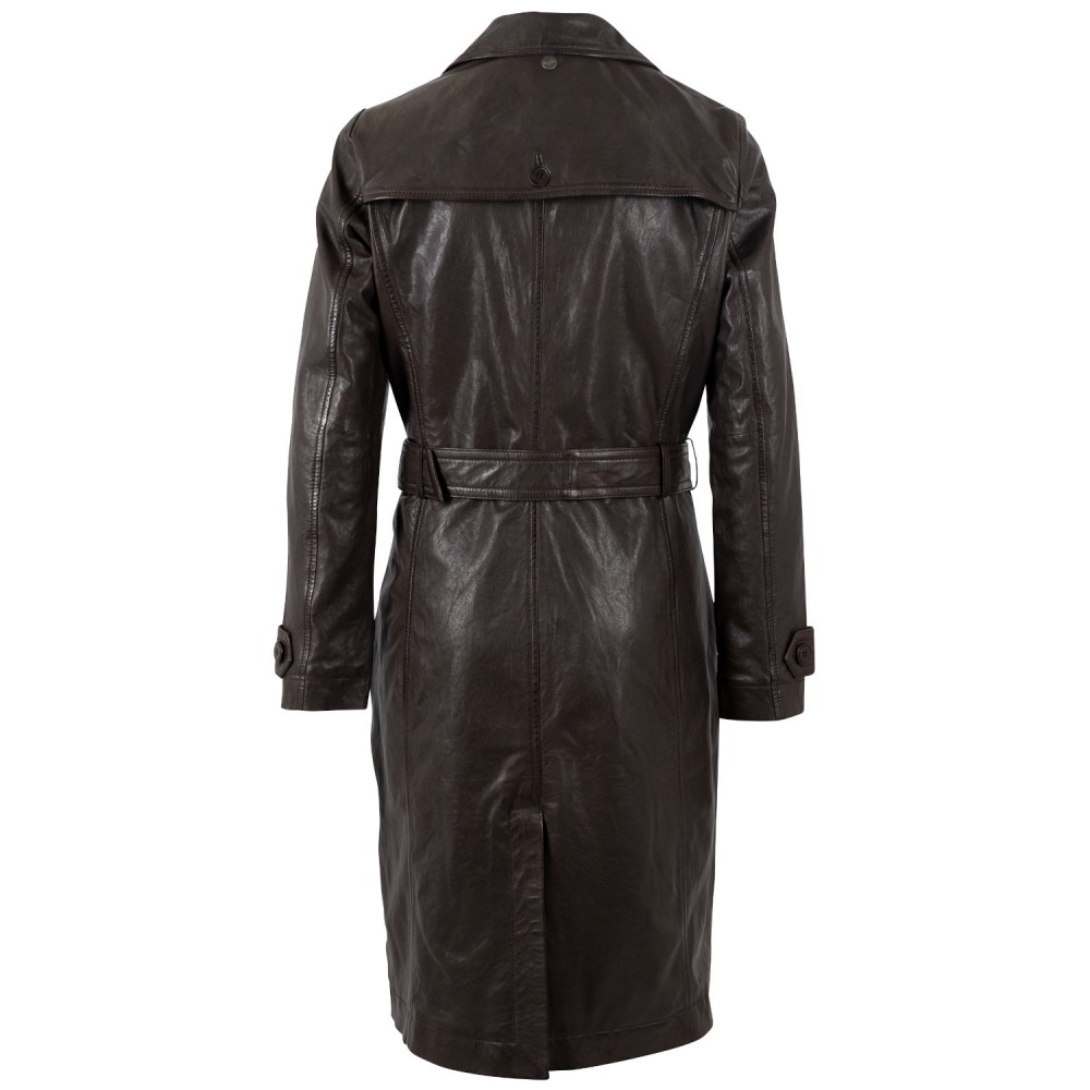 Geaca Lunga de Piele Dama Mauritius Maro Inchis MWLiya - readytowear