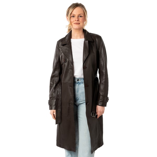 Geaca Lunga de Piele Dama Mauritius Maro Inchis MWLiya