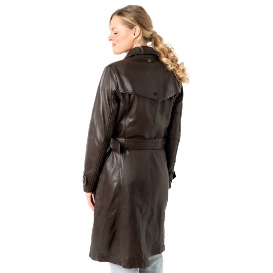 Geaca Lunga de Piele Dama Mauritius Maro Inchis MWLiya