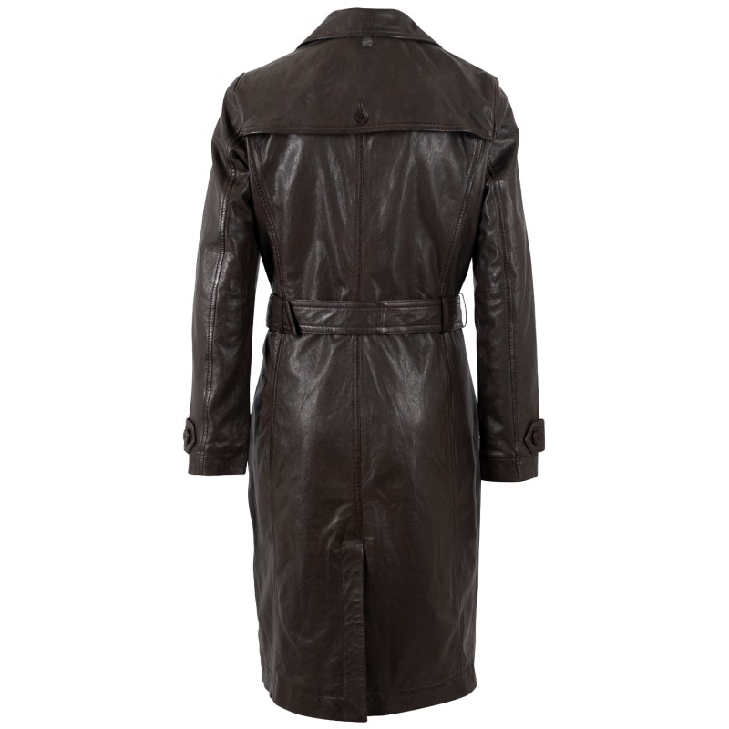 Geaca Lunga de Piele Dama Mauritius Maro Inchis MWLiya – Geci de Piele