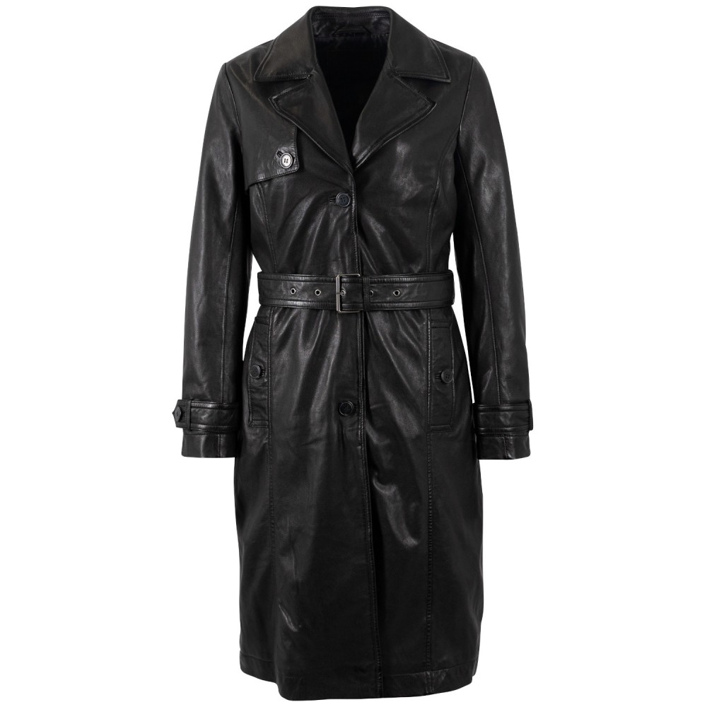 Geaca Lunga de Piele Dama Mauritius Neagra MWLiya - readytowear