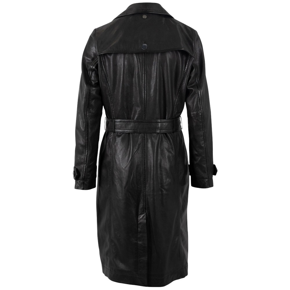 Geaca Lunga de Piele Dama Mauritius Neagra MWLiya - readytowear