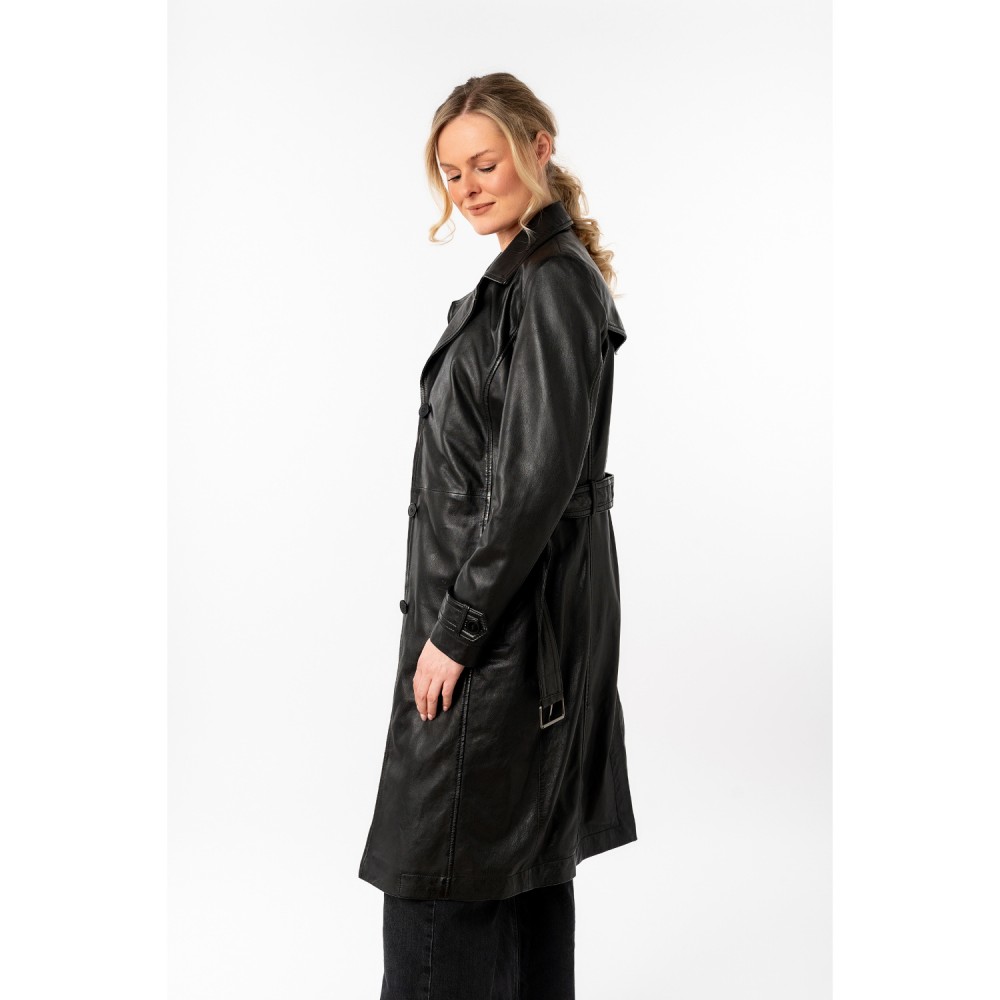 Geaca Lunga de Piele Dama Mauritius Neagra MWLiya - readytowear