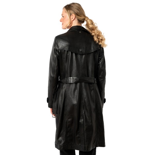 Geaca Lunga de Piele Dama Mauritius Neagra MWLiya