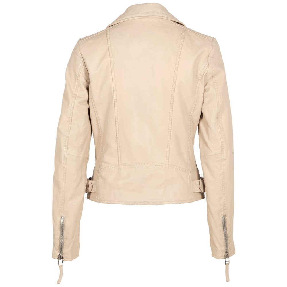 Geaca de Piele Dama Mauritius Alb Murdar MWLouzia - readytowear