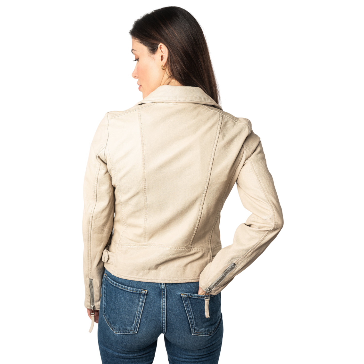 geaca piele naturala dama mauritius mwlouzia alb murdar off-white