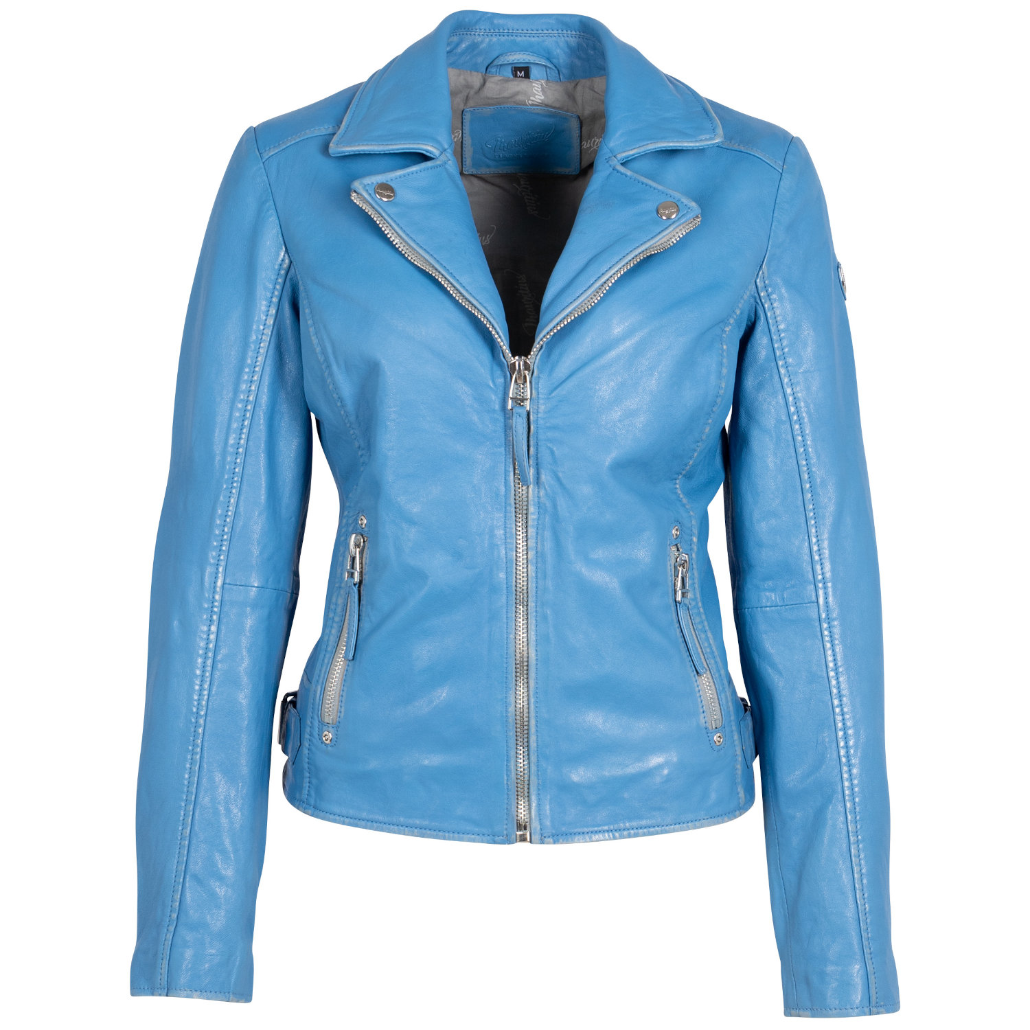 geaca piele naturala dama mauritius mwlouzia albastra