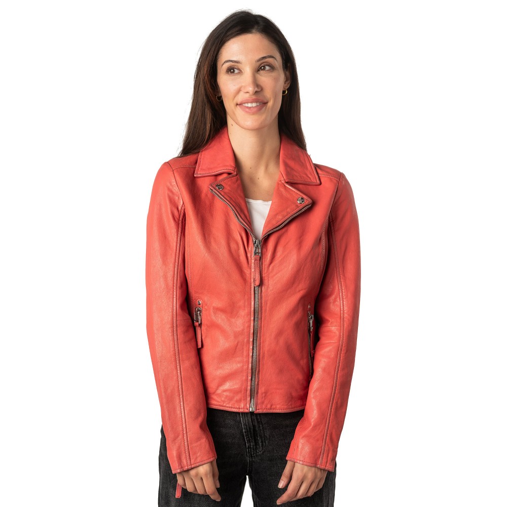 Geaca de Piele Dama Mauritius Corai MWLouzia - readytowear.ro