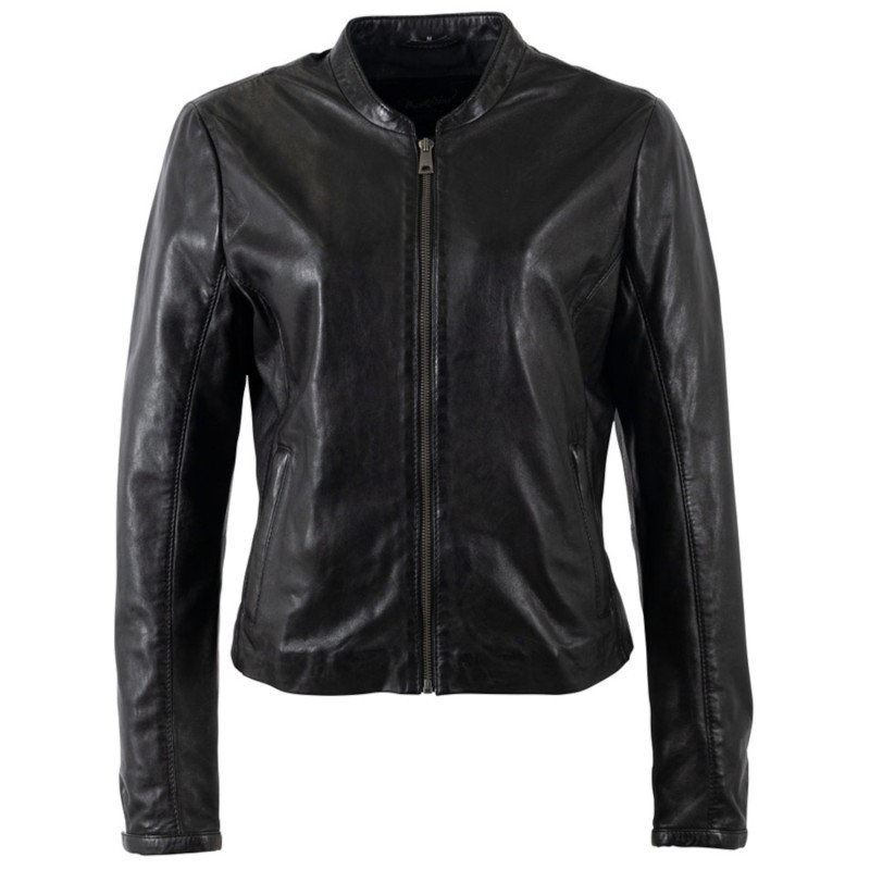 Geacă de piele damă Mauritius MWLuena neagră din piele naturală de miel