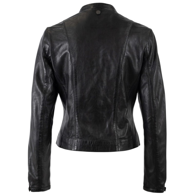 Geacă de piele damă Mauritius MWLuena neagră din piele naturală de miel