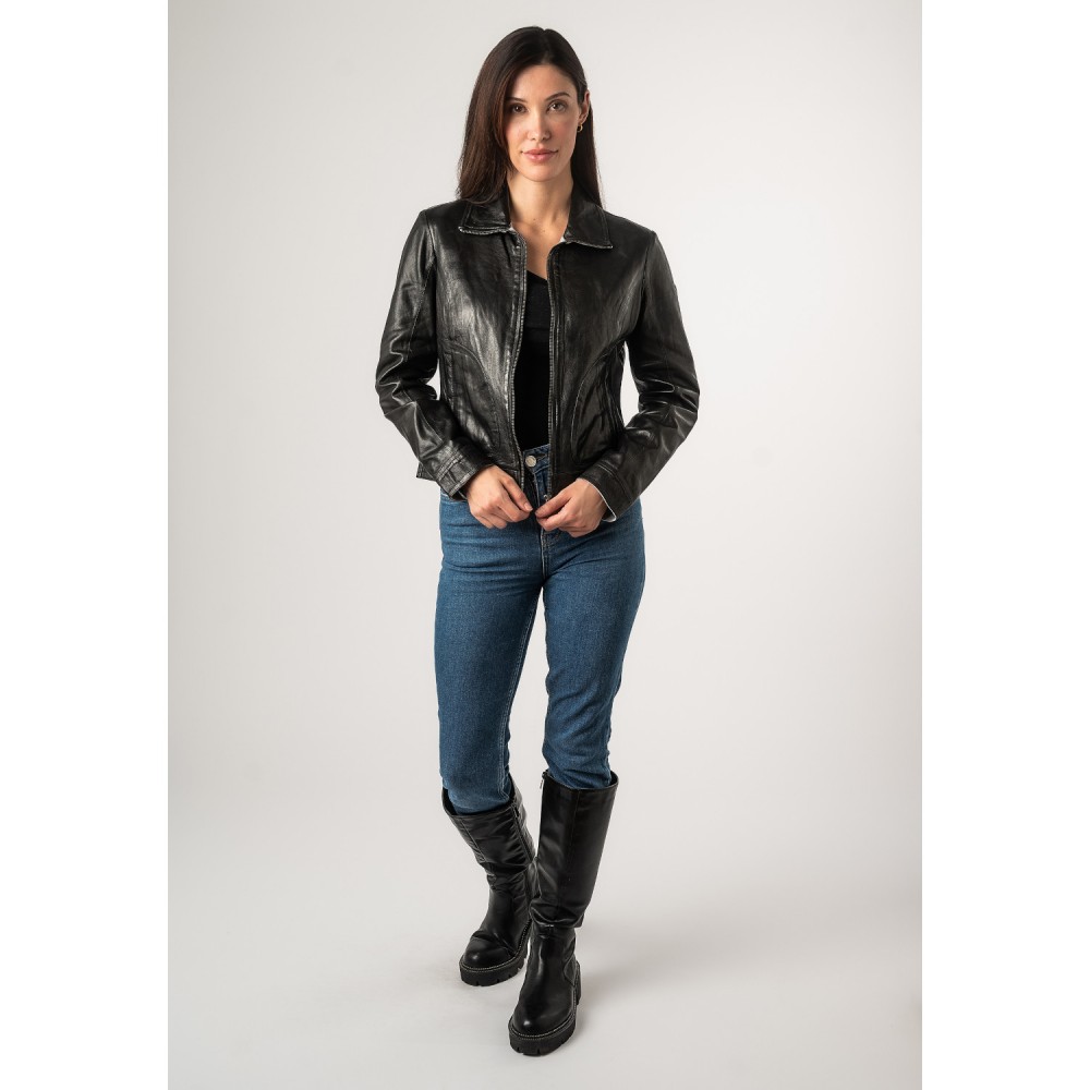 Geaca de Piele Dama Mauritius Neagra MWLusan - readytowear