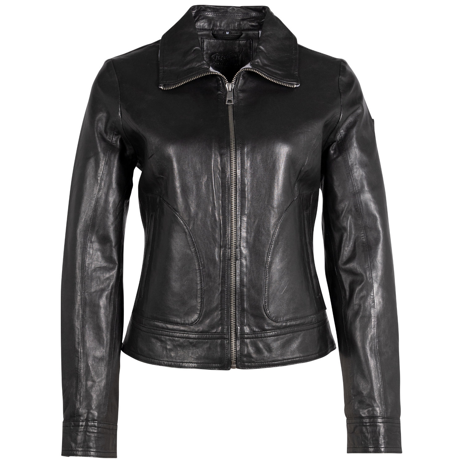 geaca piele naturala dama mauritius mwlusan neagra guler rever