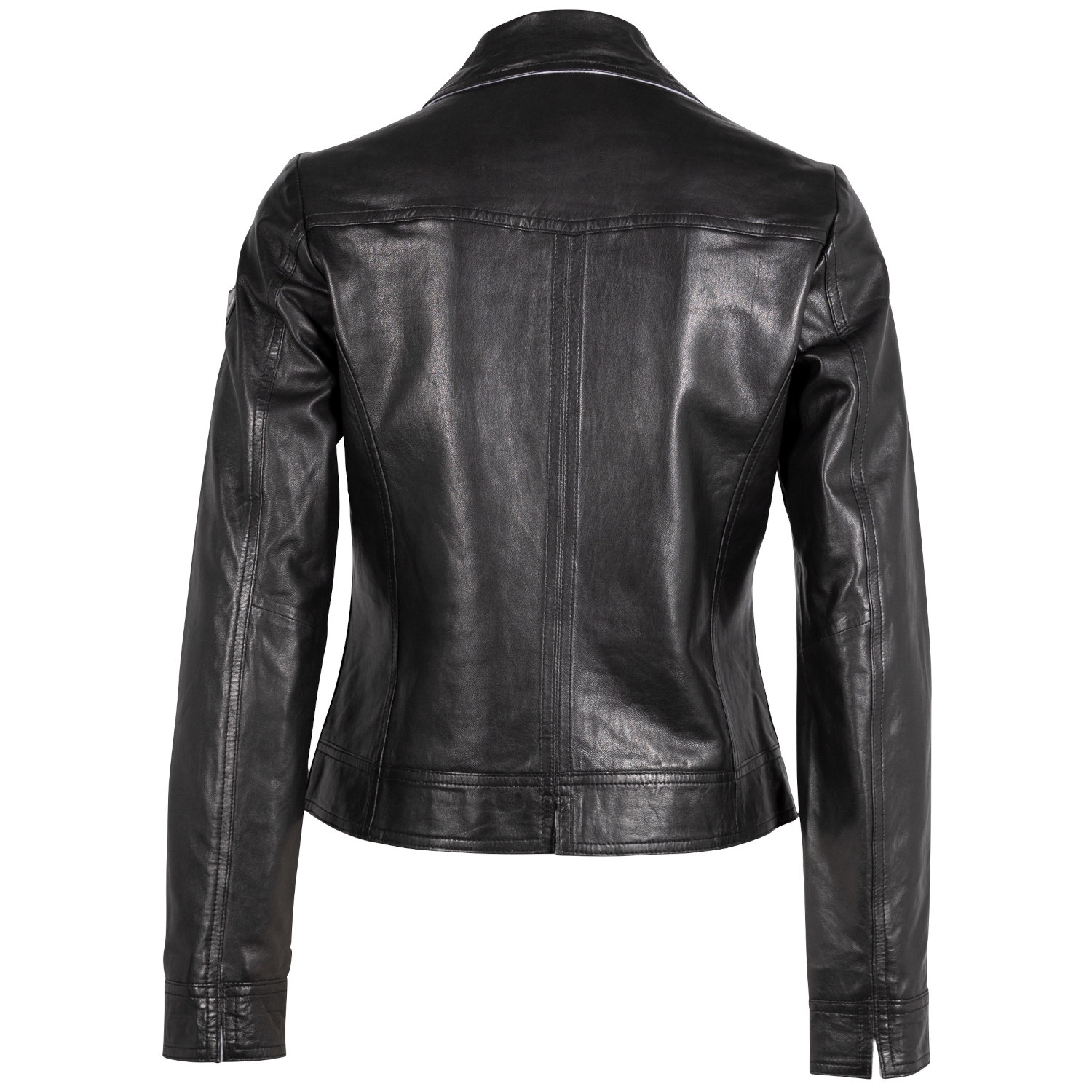 geaca piele naturala dama mauritius mwlusan neagra guler rever