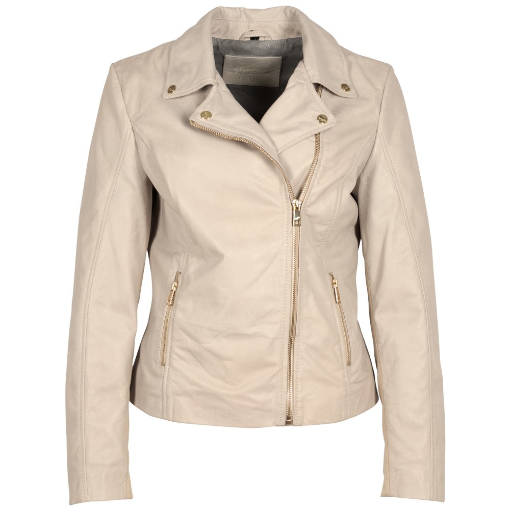 Geaca de Piele Dama Mauritius Alb Ivoriu MWLylli - readytowear