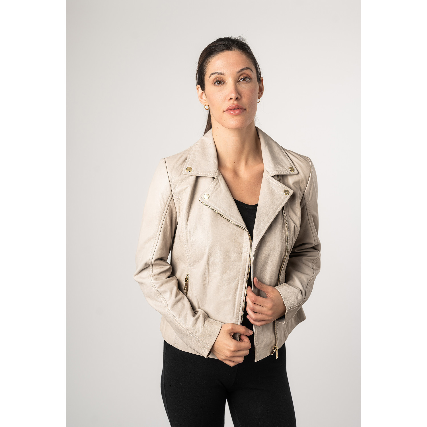 Geaca de Piele Dama Mauritius Alb Ivoriu MWLylli – Geci de Piele