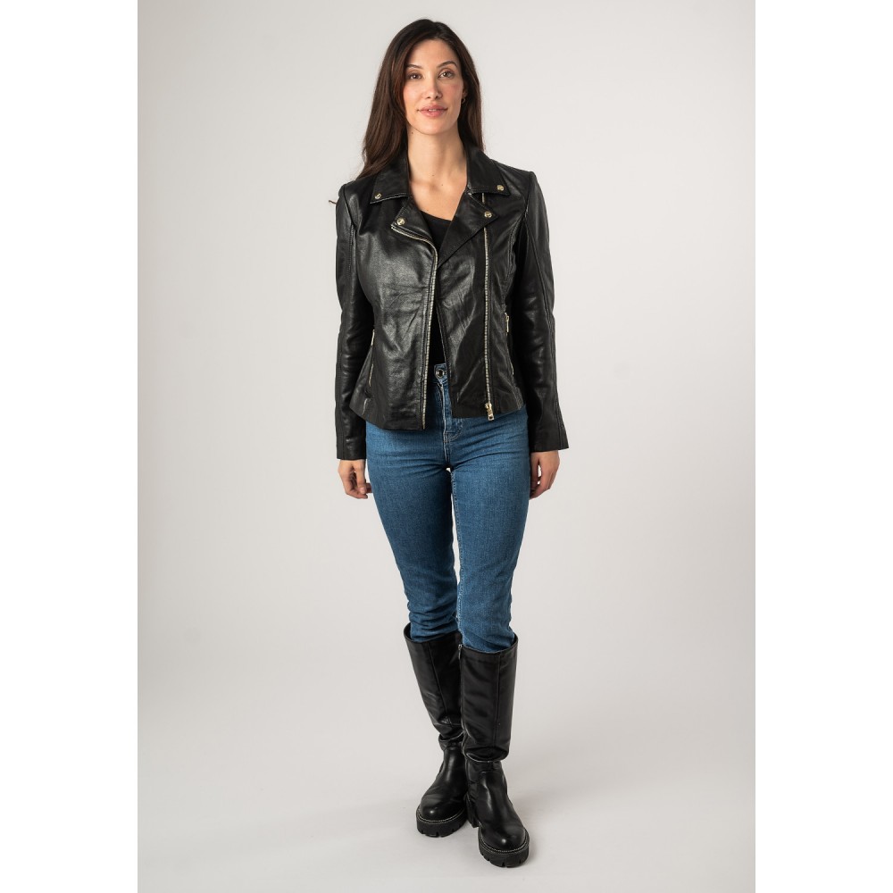 Geaca de Piele Dama Mauritius Neagra MWLylli - readytowear