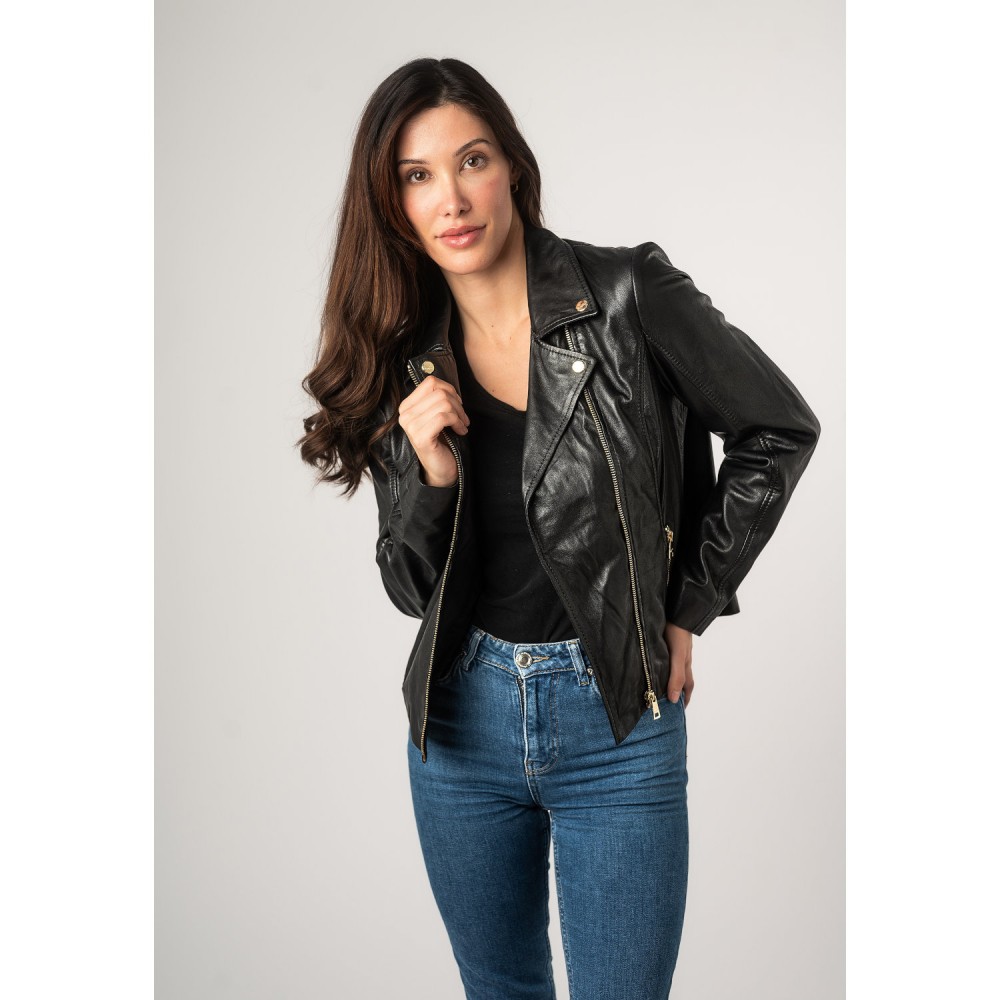 Geaca de Piele Dama Mauritius Neagra MWLylli - readytowear