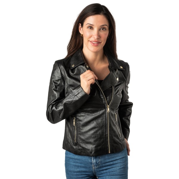 Geaca de Piele Dama Mauritius Neagra MWLylli