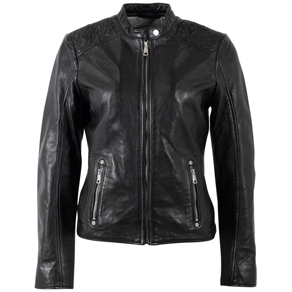 Geaca de Piele Dama Mauritius Neagra MWMabou