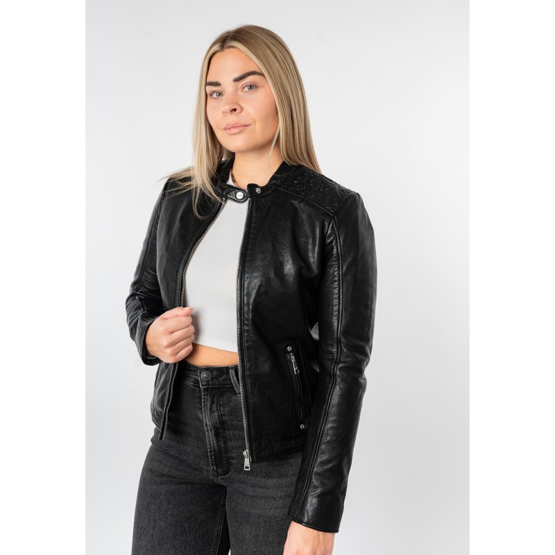 Geaca de Piele Dama Mauritius Neagra MWMabou – Geci de Piele