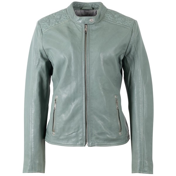 Geaca de Piele Dama Mauritius Verde Prafuit MWMabou