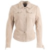 Cămașă de piele damă bej Mauritius MWMahali croială regular fit cu buzunare pe piept