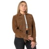 Cămașă de piele damă Mauritius MWMahali camel închis cu capse și guler clasic