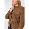 Cămașă de piele damă Mauritius MWMahali camel închis cu capse și guler clasic