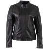 Geaca Piele Mauritius MWMair - Model Negru Minimalist geaca piele dama mauritius neagra mwmair slim fit insertii elastice laterale guler stand-up