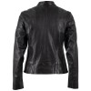 Geaca Piele Mauritius MWMair - Model Negru Minimalist geaca piele dama mauritius neagra mwmair slim fit insertii elastice laterale guler stand-up