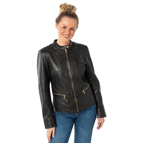 Geaca de Piele Dama Mauritius Neagra MWMakena