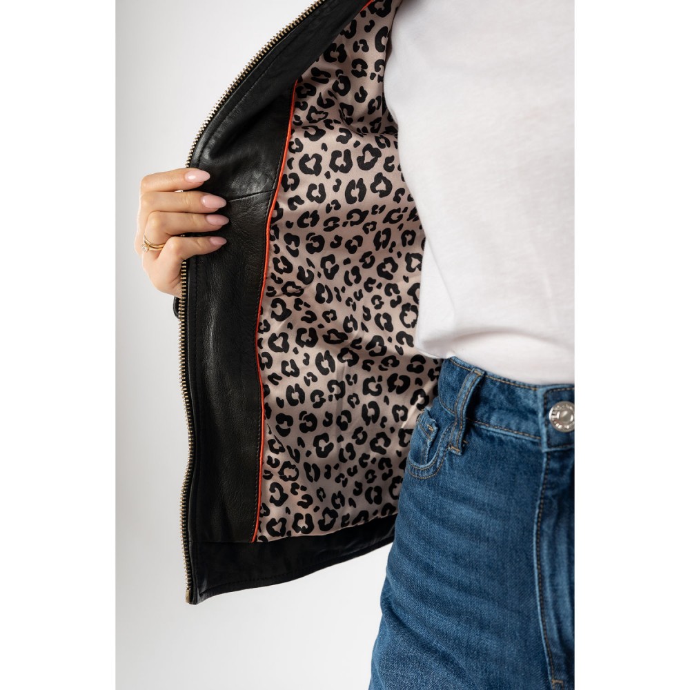 Geaca de Piele Dama Mauritius Neagra MWMakena - readytowear