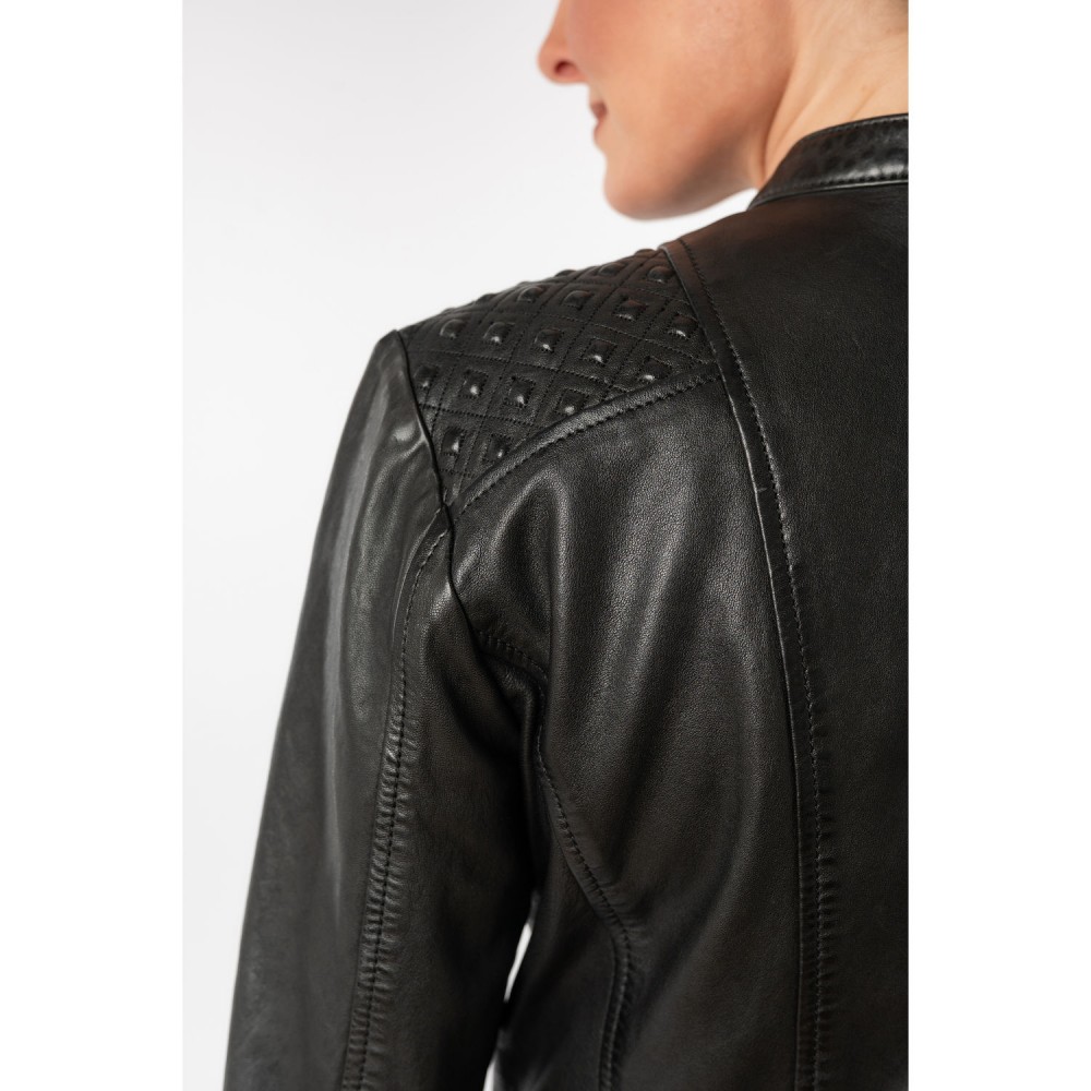 Geaca de Piele Dama Mauritius Neagra MWMakena - readytowear