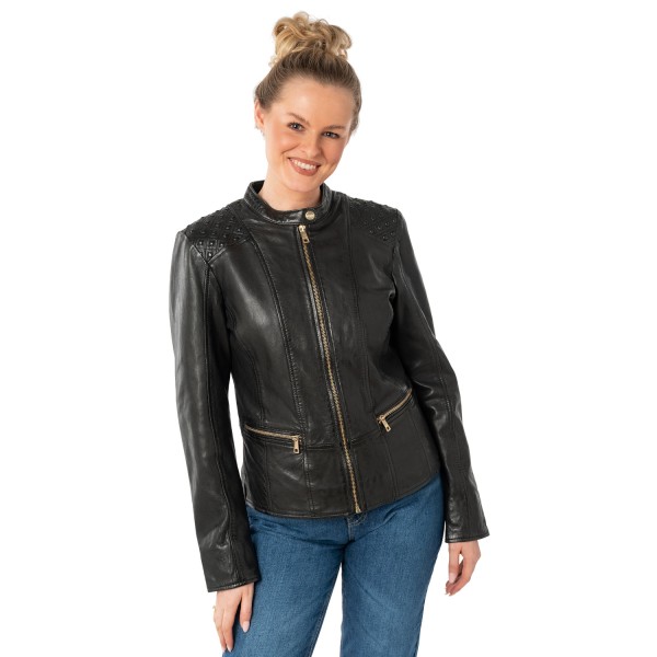 Geaca de Piele Dama Mauritius Neagra MWMakena