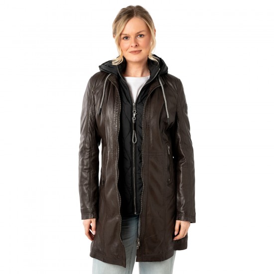 Geaca Lunga de Piele Dama Mauritius Maro Inchis MWMilene