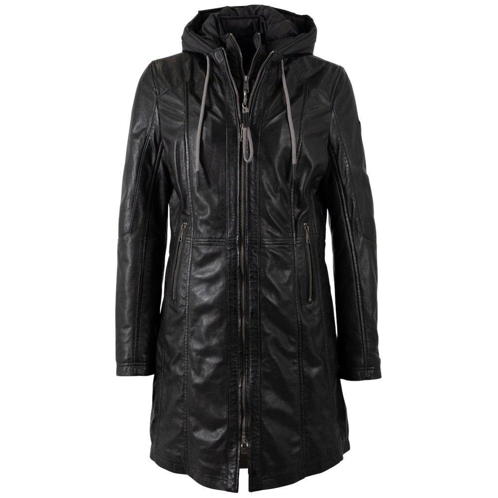 Geaca Lunga de Piele Dama Mauritius Neagra MWMilene
